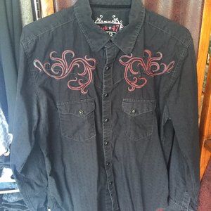 Wrangler Rock 47 snap button rockabilly shirt L
